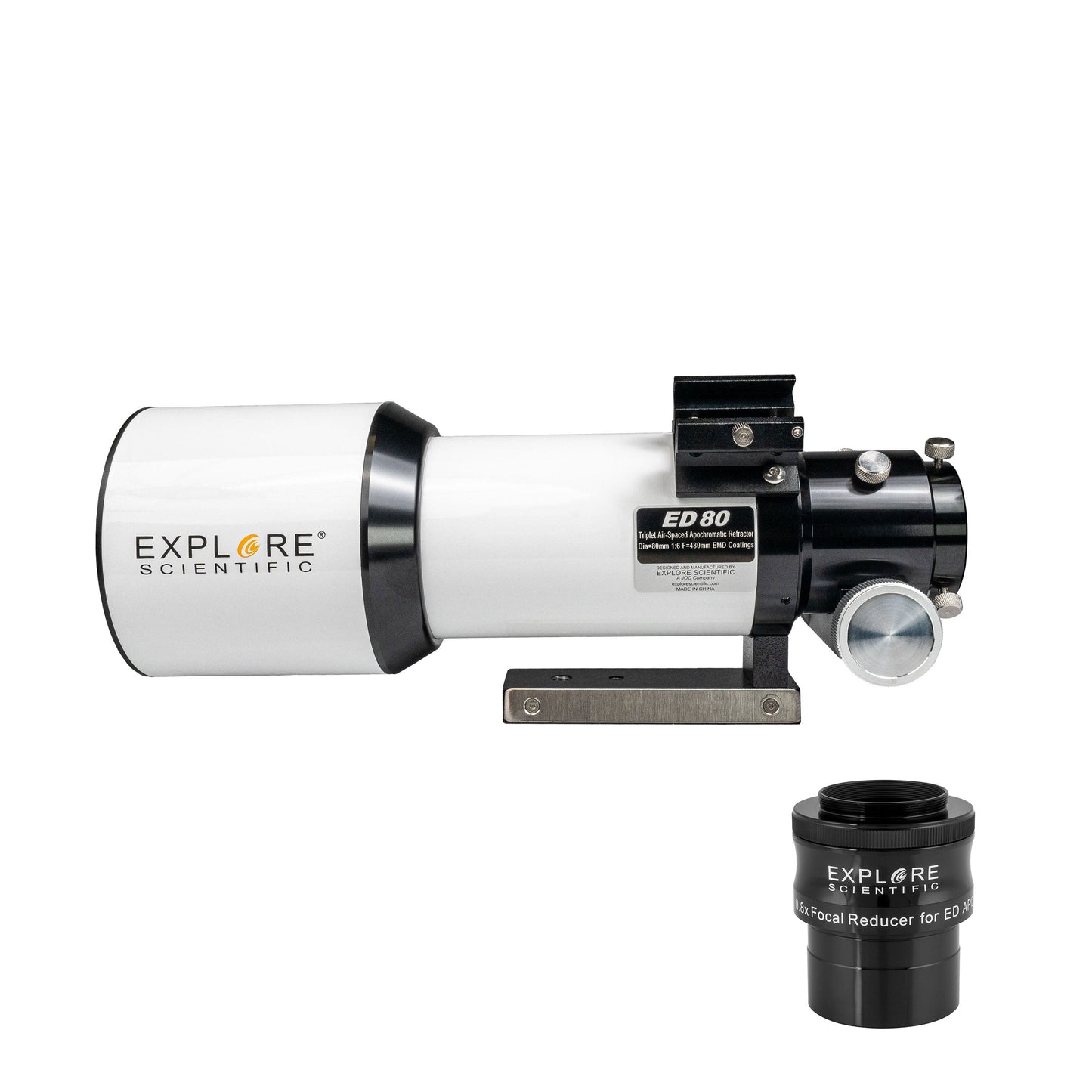 Explore Scientific ED80-FCD100 Series Air-Spaced Triplet Refractor Telescope and Field Flattener f/5 to f/7 - FCD100-0806-02-FF