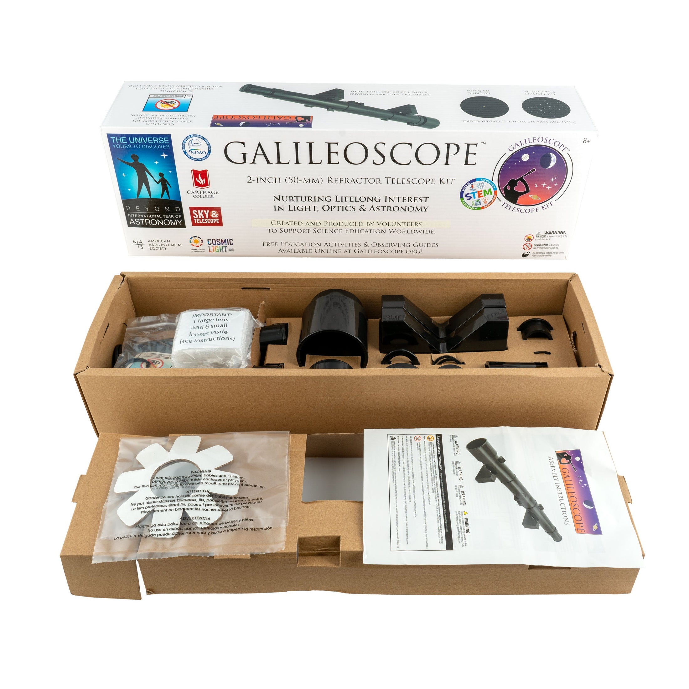 Galileoscope Refractor Telescope STEM Kit with Solar Filter Celestial